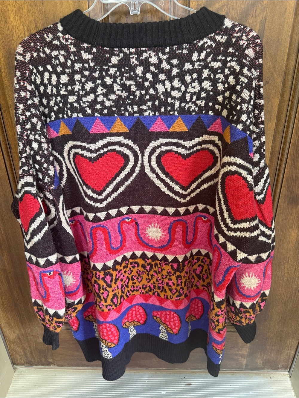 FARM Rio Black Multicolor Heart & Mushroom Knit Cardigan - Picture 3 of 6